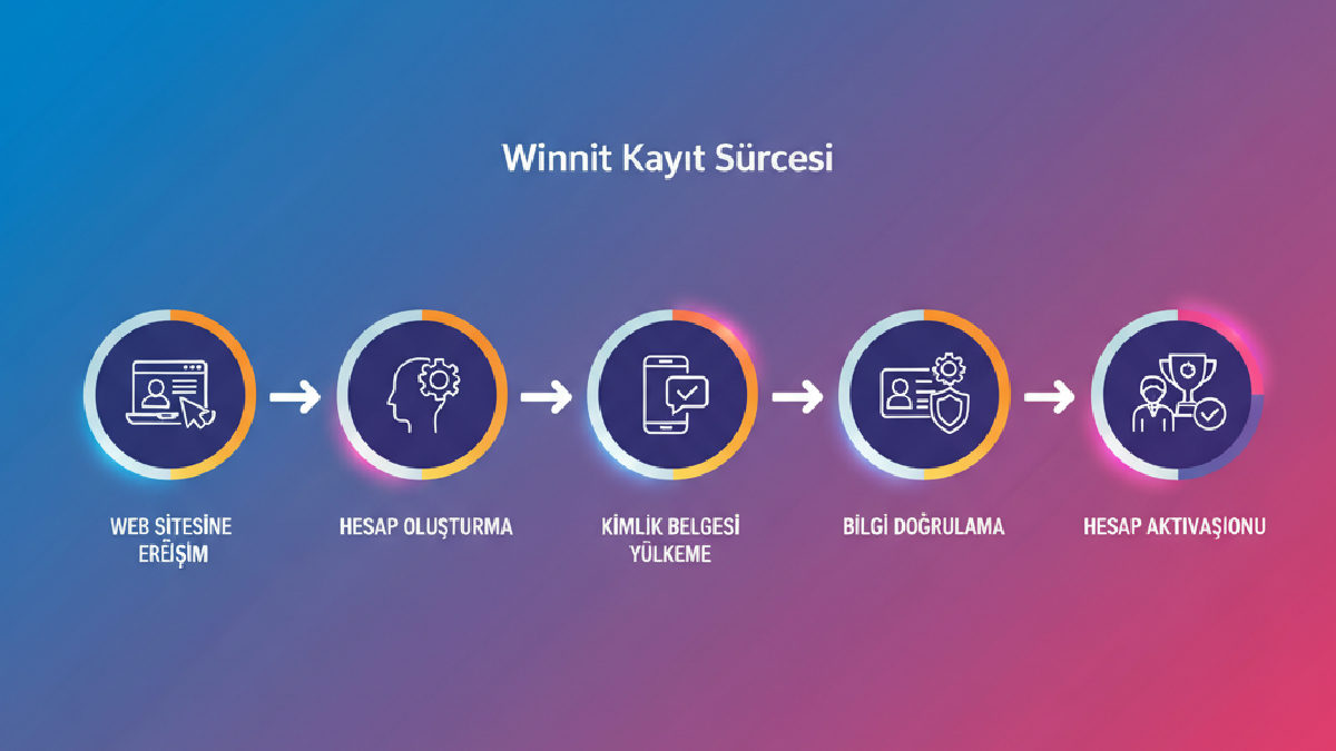 Winnit rehber ile hızlı ve sorunsuz kayıt süreci adımlarını anlatan bilgilendirici bir akış şeması.